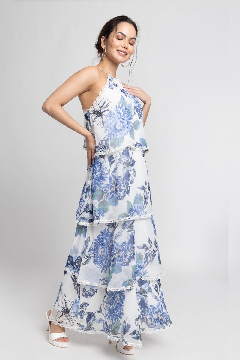 Serene Floral Layered Maxi Dress