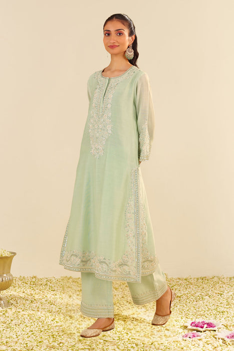 Sereen - A-Line Kurta With Palazzo (Mint Green)
