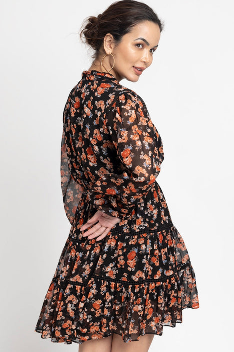 Black Blossom Mini Dress