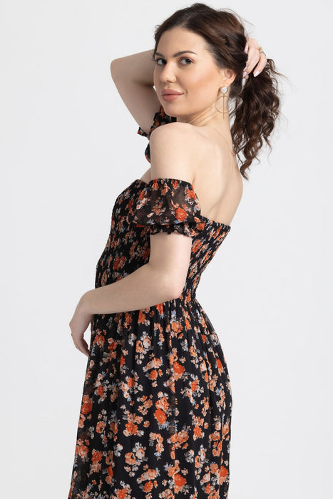 Black Blossom Maxi Dress