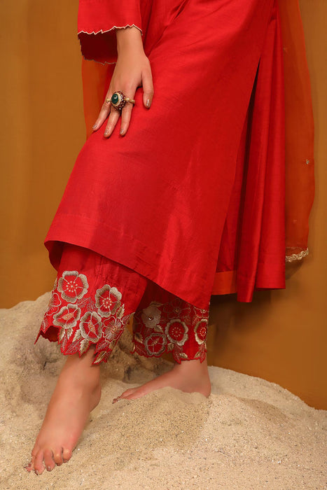 Naaz Kurta Set - Deep Red