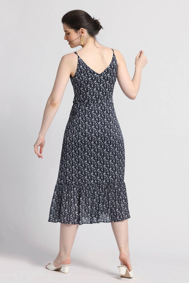 Blue Motif Midi Dress