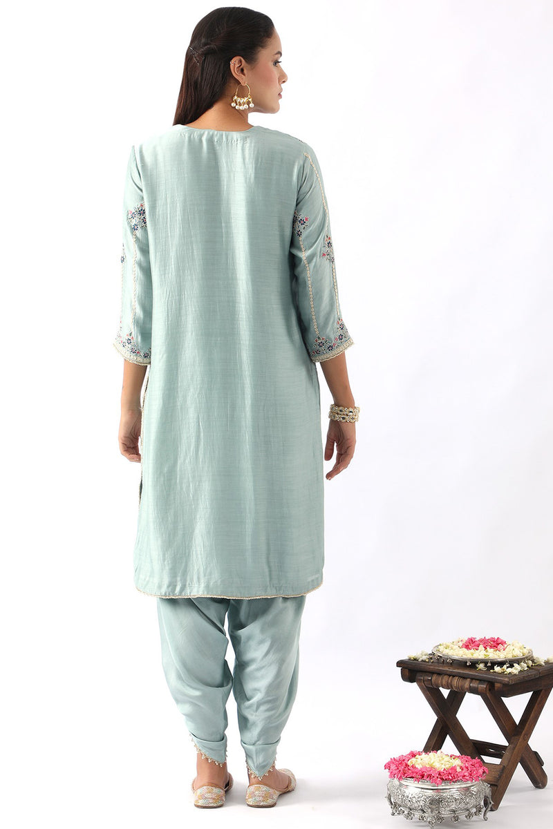 Blush Pink Embroidered Kurta & Dhoti Set