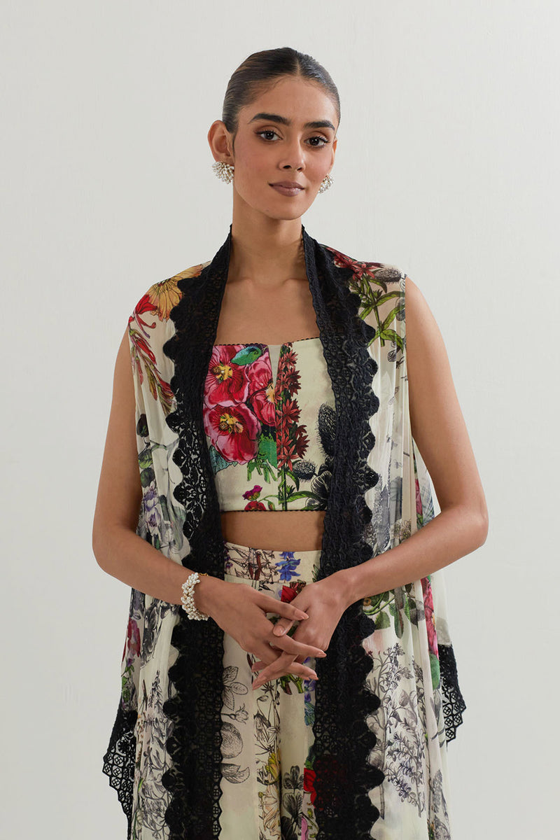 CAPE WITH BUSTIER AND SHARARA