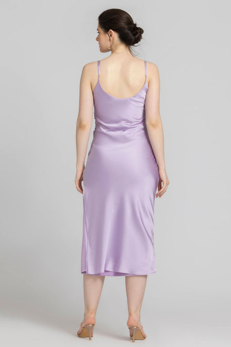 Lavender Elegance Cowl Midi Dress