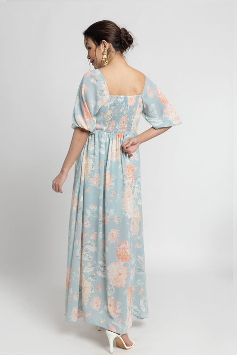 Frost Blue Yoke Maxi Dress
