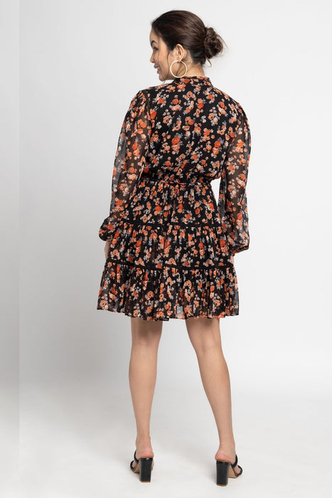 Black Blossom Mini Dress