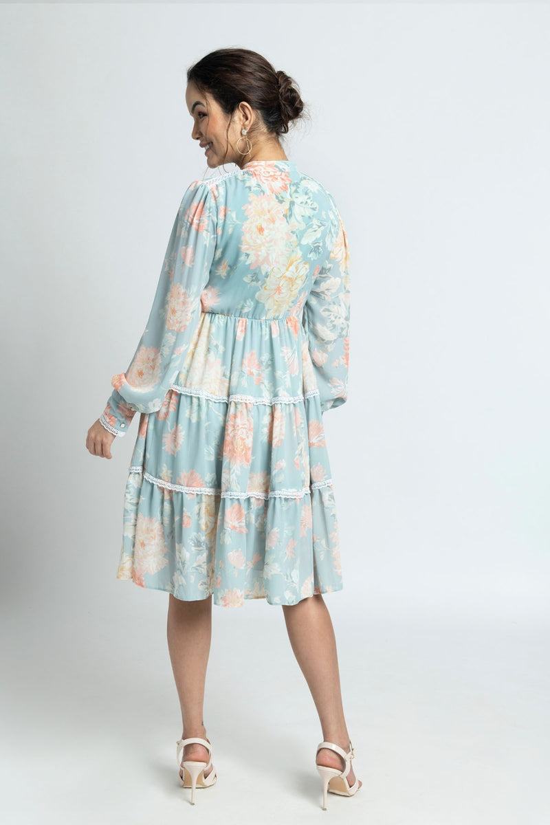 Frost Blue tiered Mini Dress