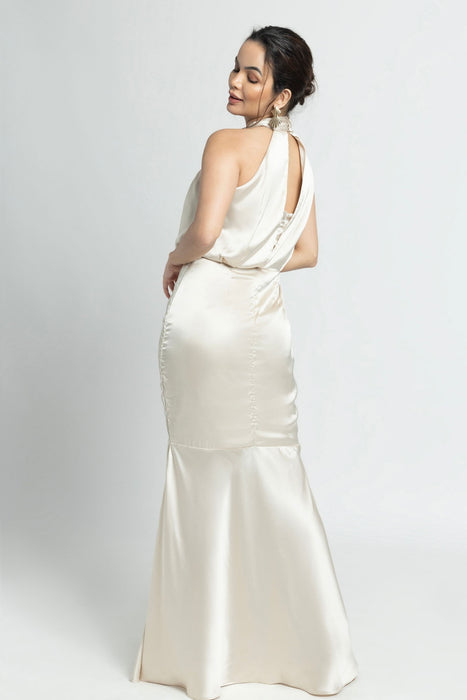 Creamy Halter Maxi Dress