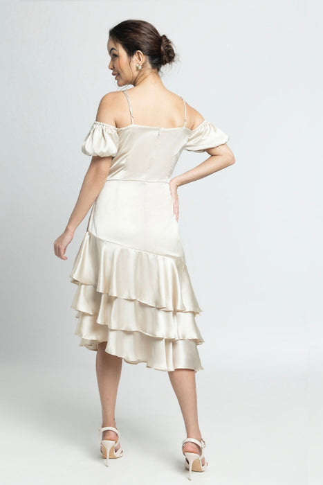 Creamy Puff Midi Dress