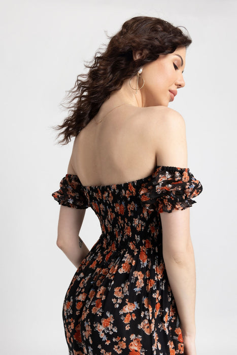 Black Blossom Maxi Dress