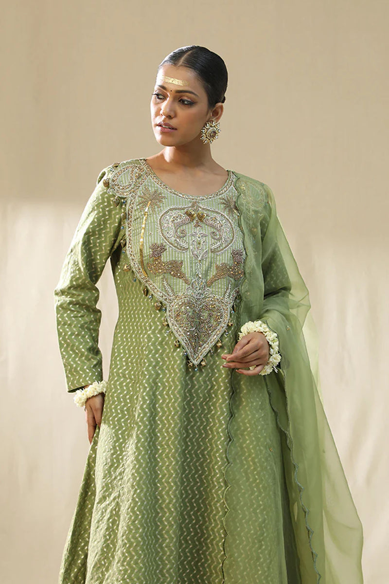 Pista Green Kastoori Self Suit Set