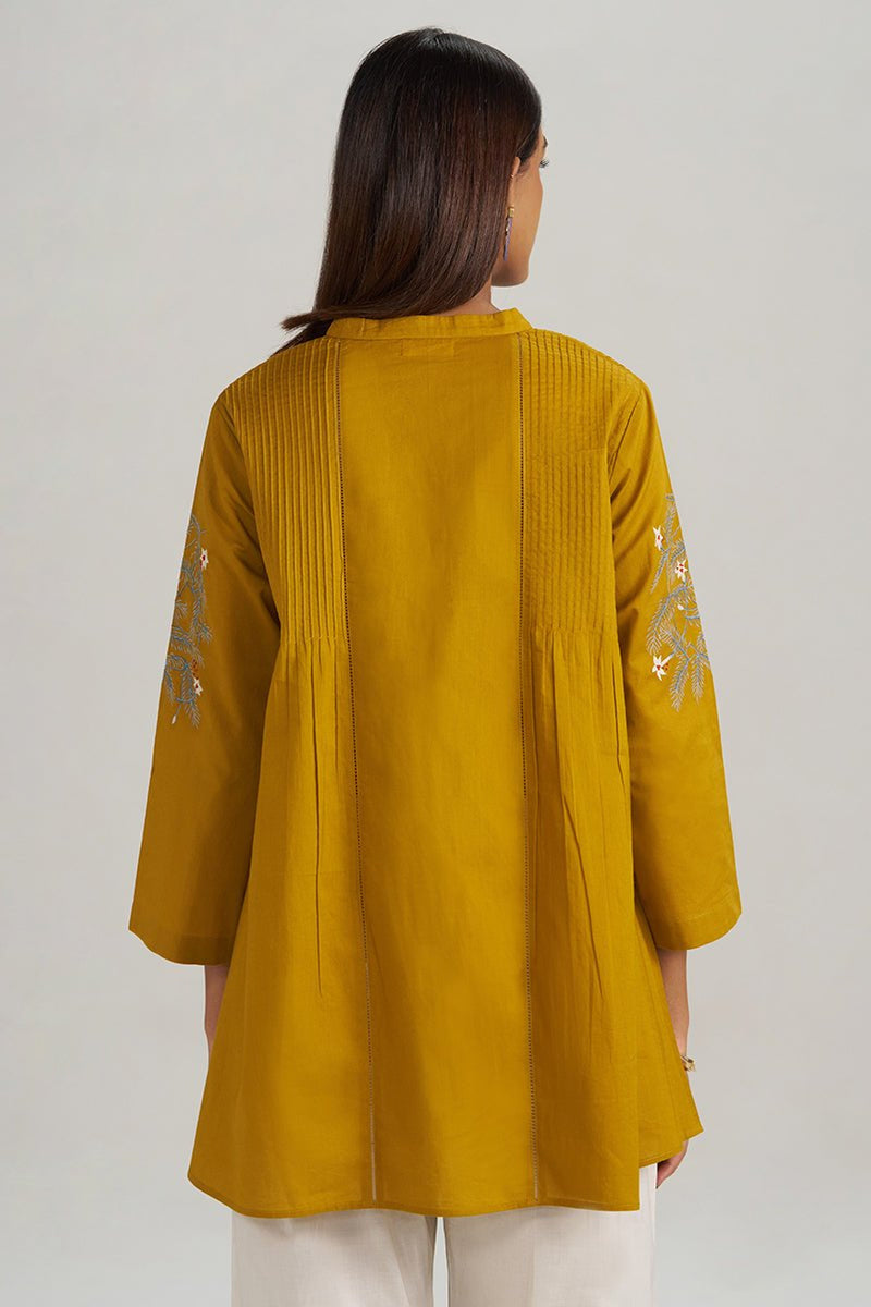 Mustard Mul-Mul Embroidered Tunic