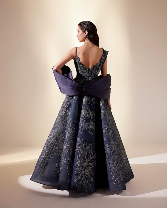 Midnight Blue Drizzle Gown