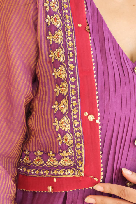 Purple Chanderi Kurta Set