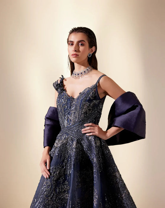 Midnight Blue Drizzle Gown