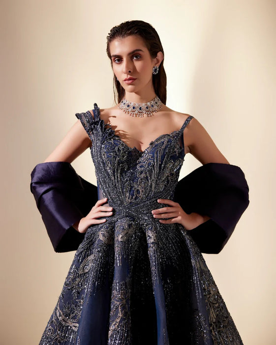 Midnight Blue Drizzle Gown