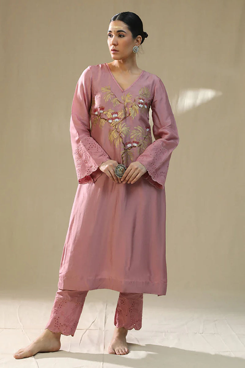 Dusty Pink Handpainted Suit Set