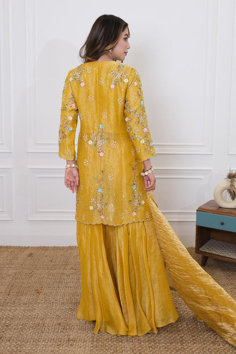 Yellow Tissue Gharara Set