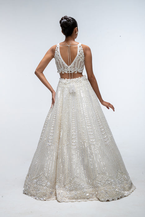 Ivory illume  cascade lehanga