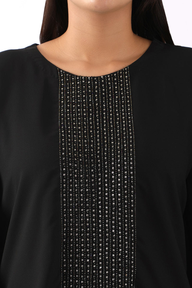 Black embroidered kaftan with dhoti