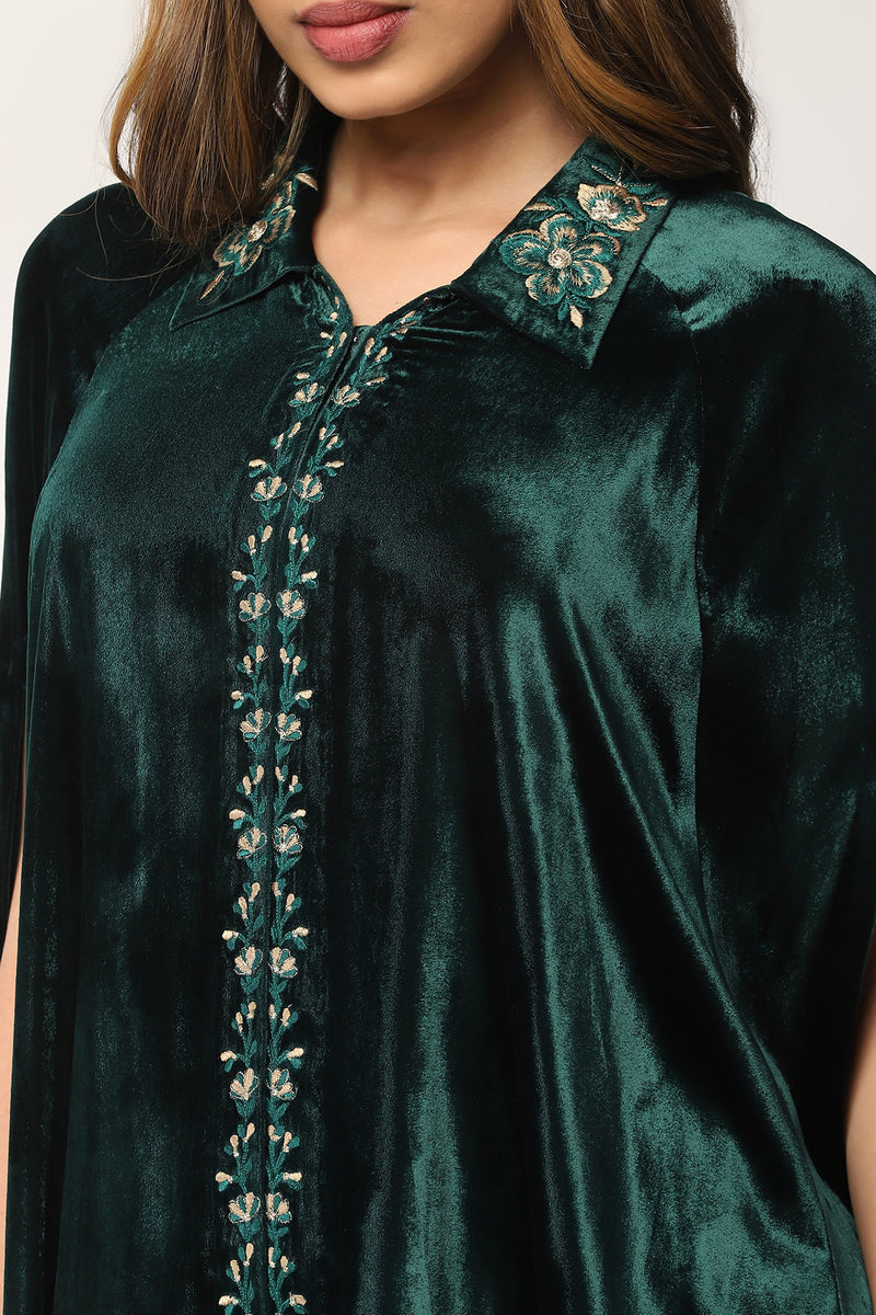 Zarq Drape French Lace Velvet Cape Set with pants