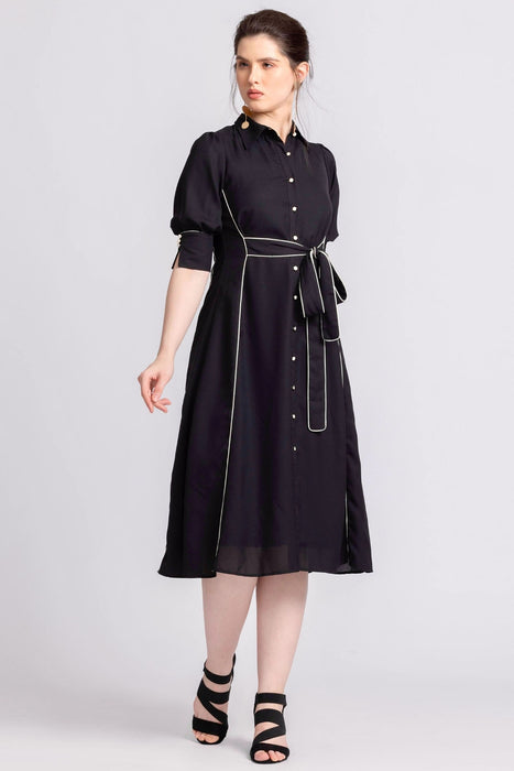 Noir Elegance Midi Dress