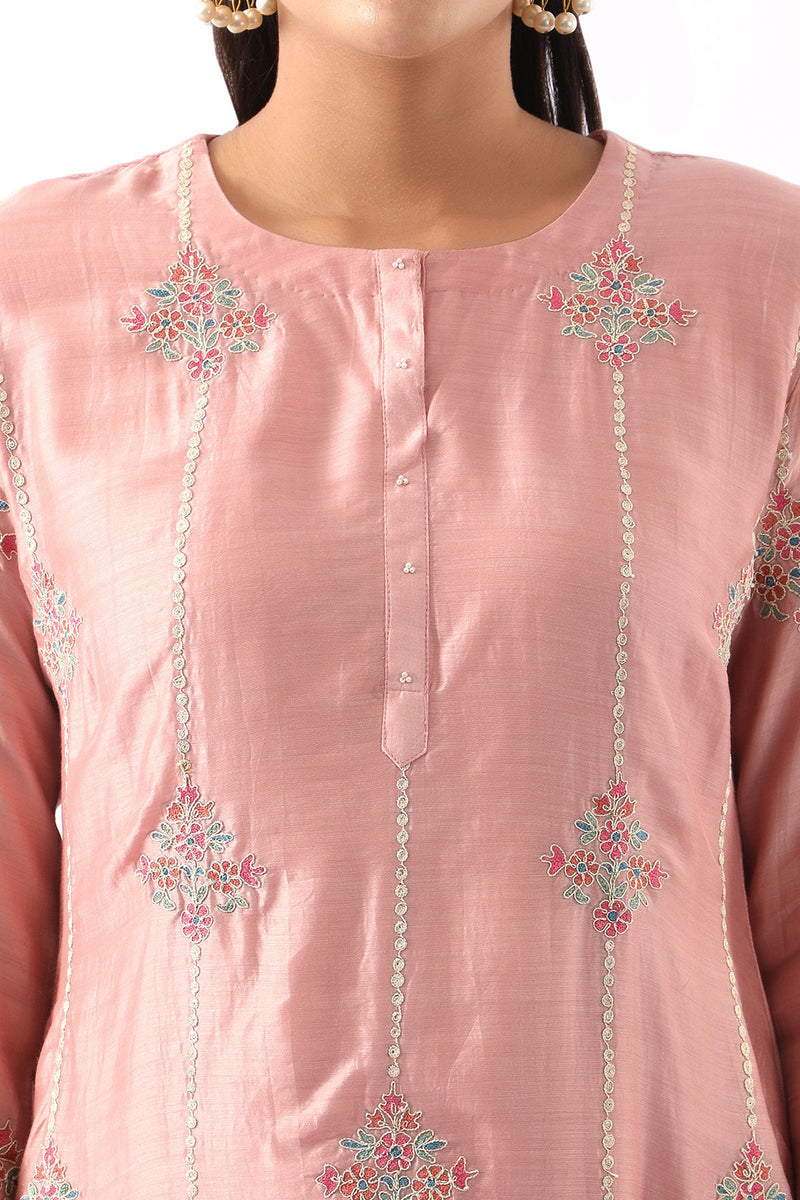Orange Embroidered Kurta & Dhoti Set
