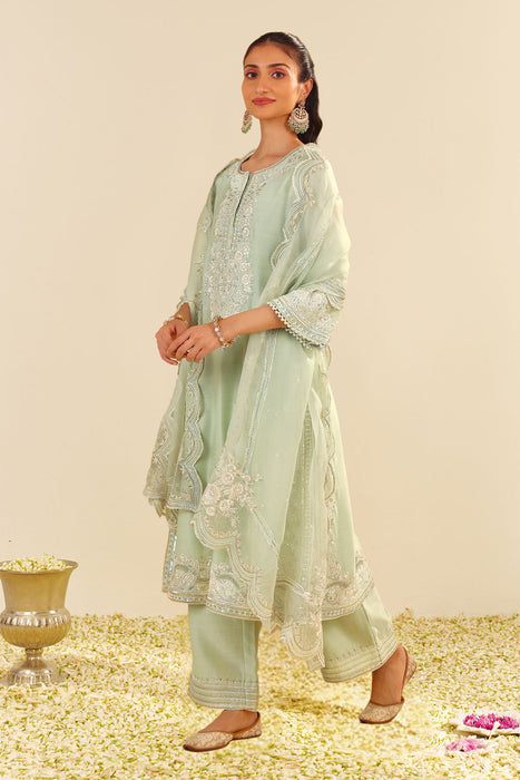 Sereen - A-Line Kurta With Palazzo (Mint Green)