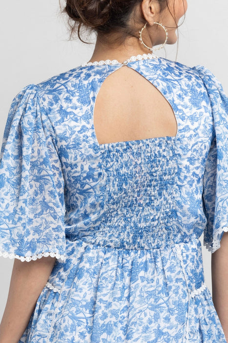 Misty Floral Blue Mini Dress