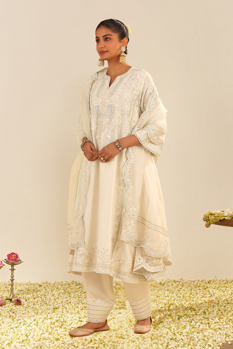 Maziya - Long Chauga With Salwar (Daisy Ivory)