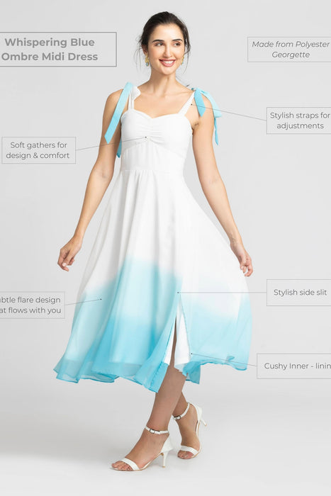 Whispering Blue Ombre Midi Dress