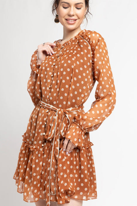 Brown Polka Mini Dress