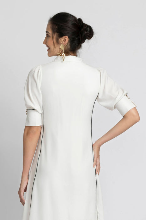 Blanc Elegance Midi Dress