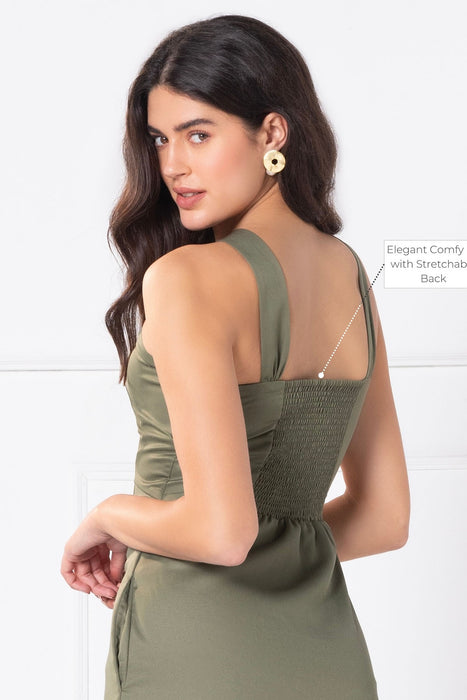 Olive Elegance Chic Midi Dress