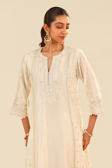 Sumaiya - A-Line Kurta With Palazzo (Daisy Ivory)
