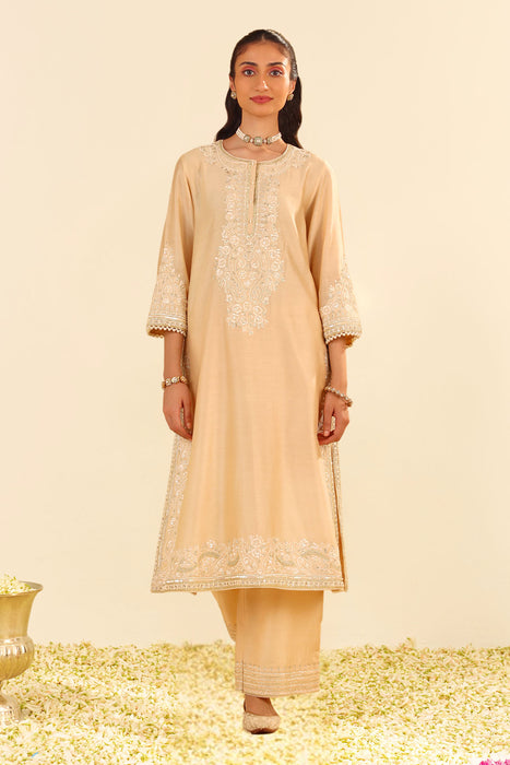 Sereen - A-Line Kurta With Palazzo (Beige)