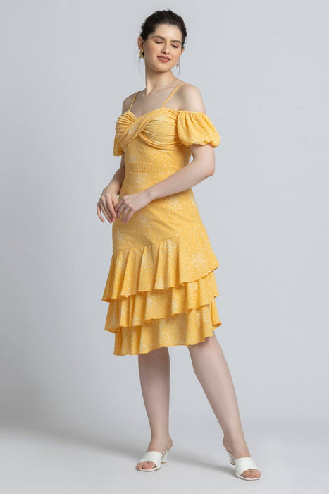 Sunlit Marigold Midi Dress