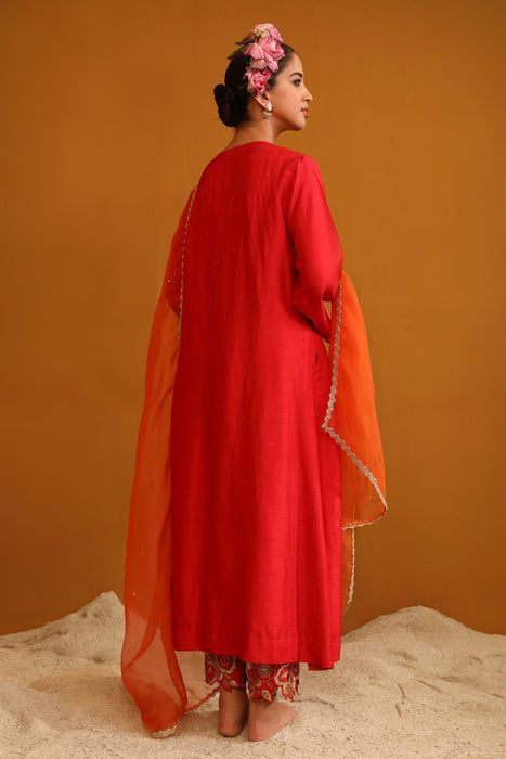 Naaz Kurta Set - Deep Red