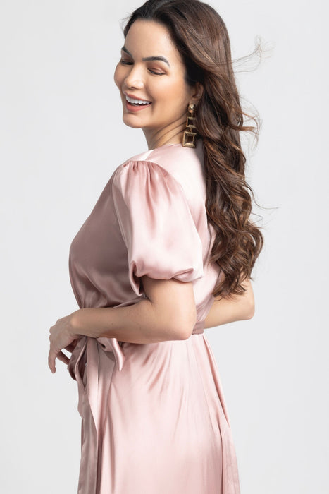 Rose Gold Surplice Midi Dress