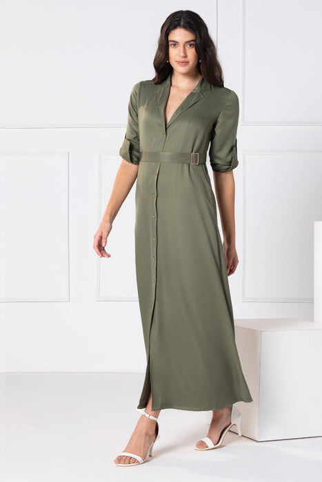 Olive Elegance Maxi Dress