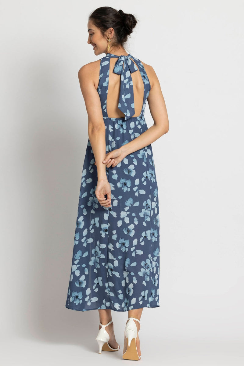 Floral Waterfall Halterneck Maxi Dress