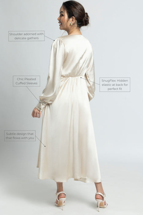 Creamy Surplice Midi Dress