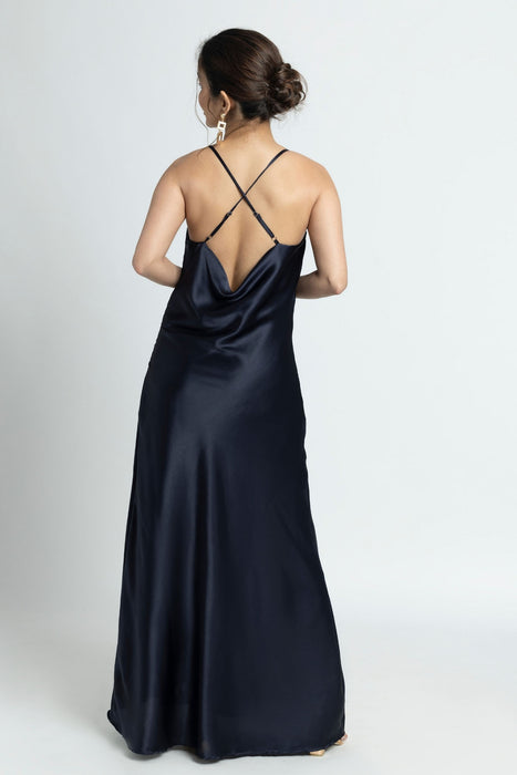 Navy Nights Cowl Maxi Dress