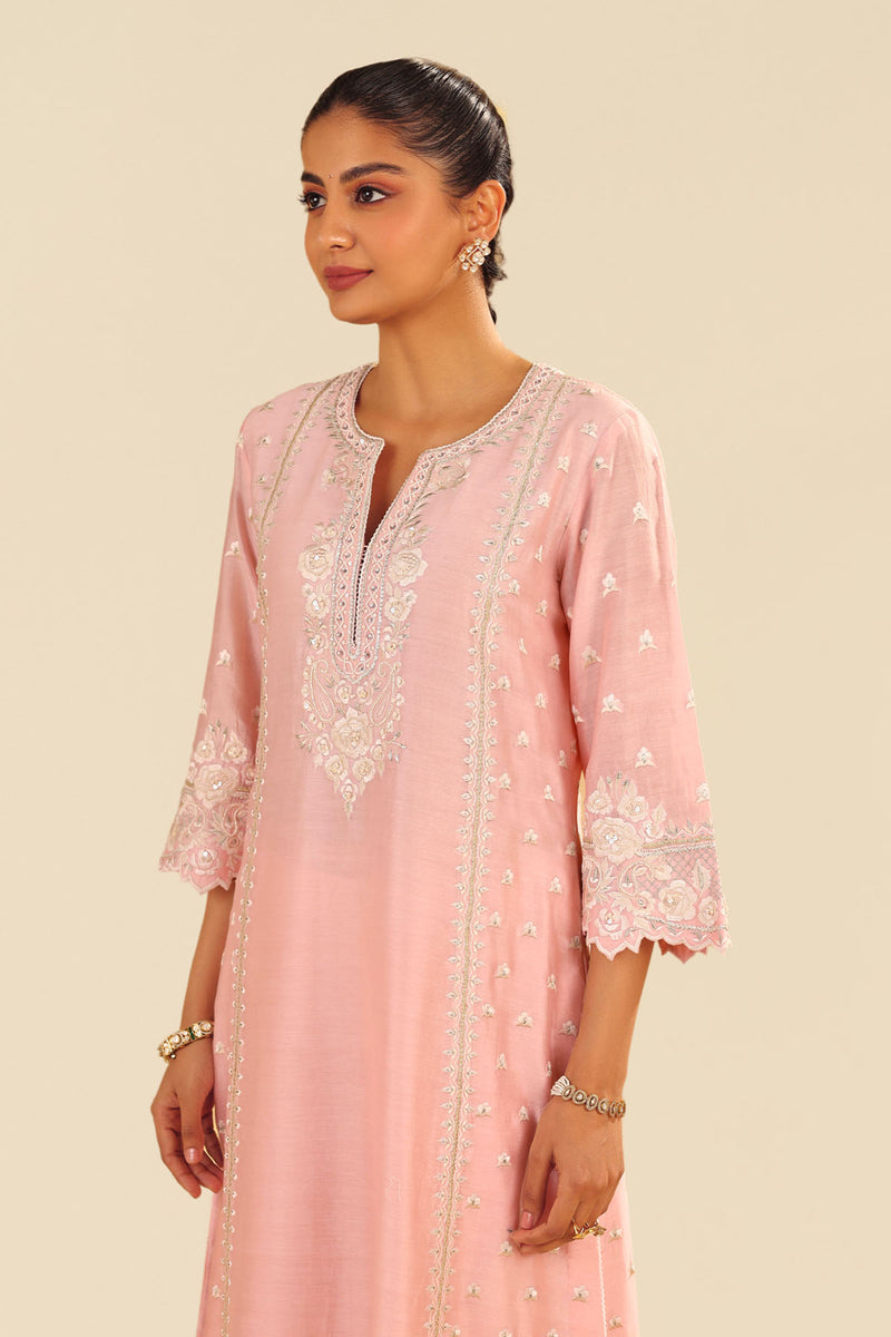 Sumaiya - A-Line Kurta With Palazzo (Blush Pink)