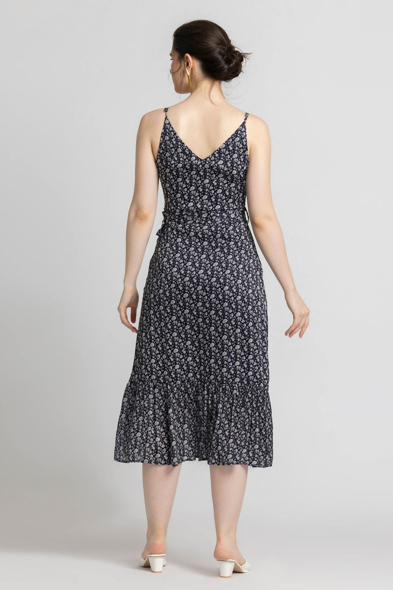 Blue Motif Midi Dress