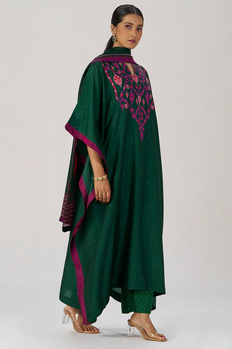 Evergreen Silk Festive Kaftaan Set