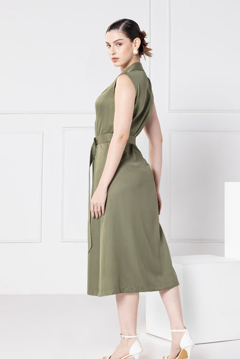 Olive Elegance Midi Dress