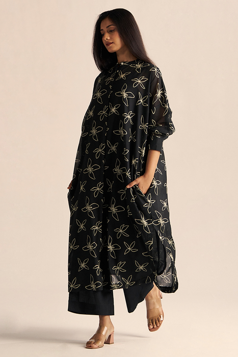 Black Floral Print Co-ord Set