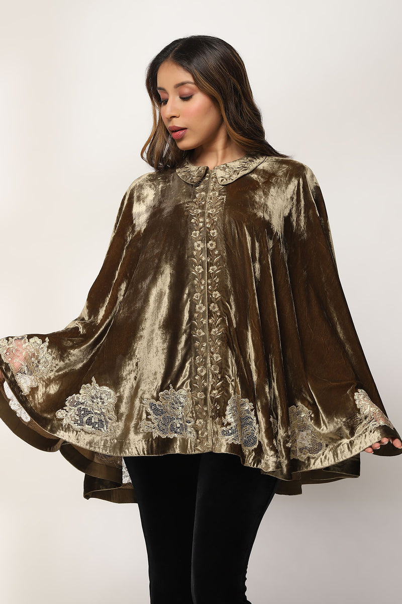 Gulistaan French lace velvet Cape